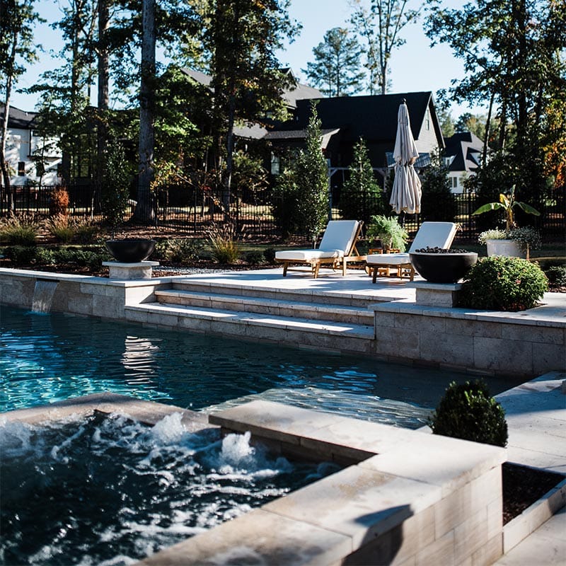 Three quarter view of pool
