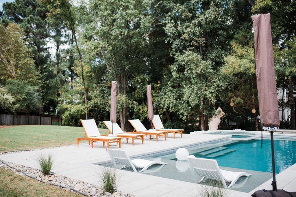 Wide view of concrete cray pool