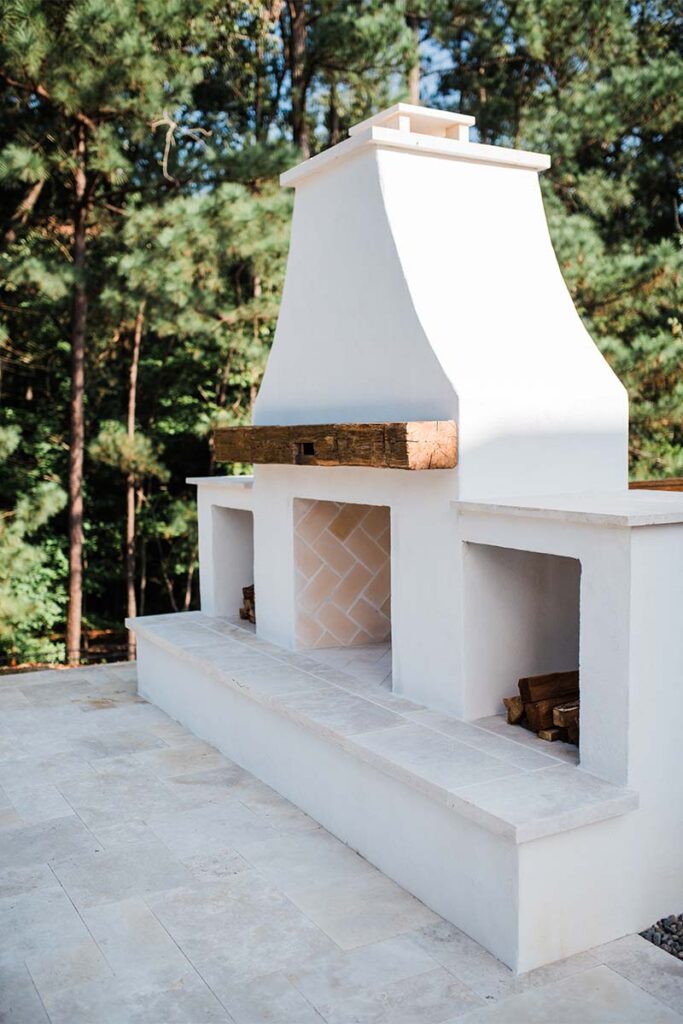 Corner view of Contemporary Durham fireplace