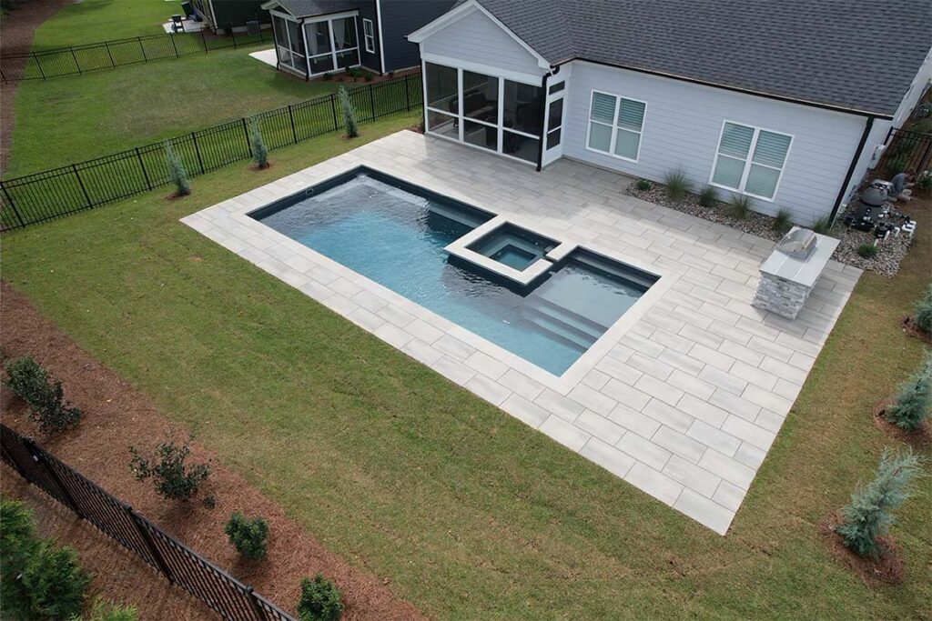 Aerial view of Fiberglass Apex pool